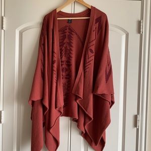 3/$20 Burnt Orange Aztec Design Wrap/Poncho/Kimono